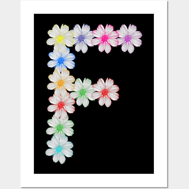 Letter F, flower, cosmos flowers, floral, nature Wall Art by rh_naturestyles